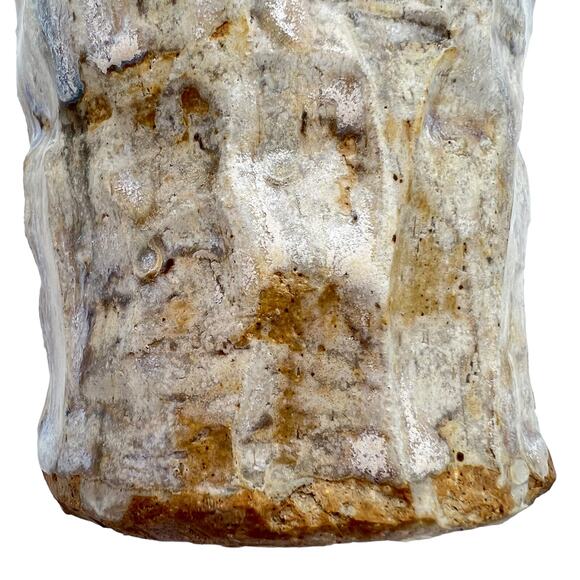 Studio Pottery 8" Vase Blue Tan Heavy Drip Chunky Texture Glossy Artist Signed - Picture 3 of 12